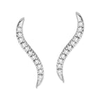 14k White Gold Classic Cubic Zirconia Ear Pin Earrings -  Large Version