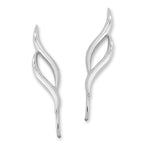 Ear Pin Ear Climber Earrings Double Curves 14k White Gold