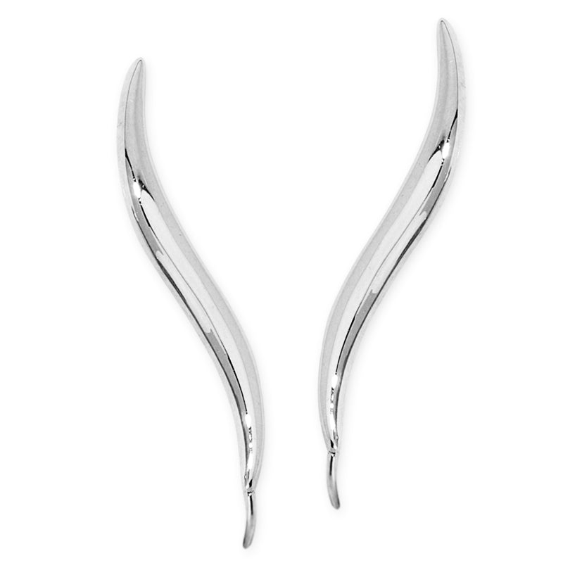 Ear Pin Ear Climber Earrings Classic Medium Size 14k White Gold