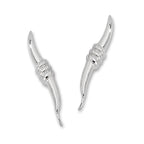14k White Gold Ribbed Center Ear Pin Earrings