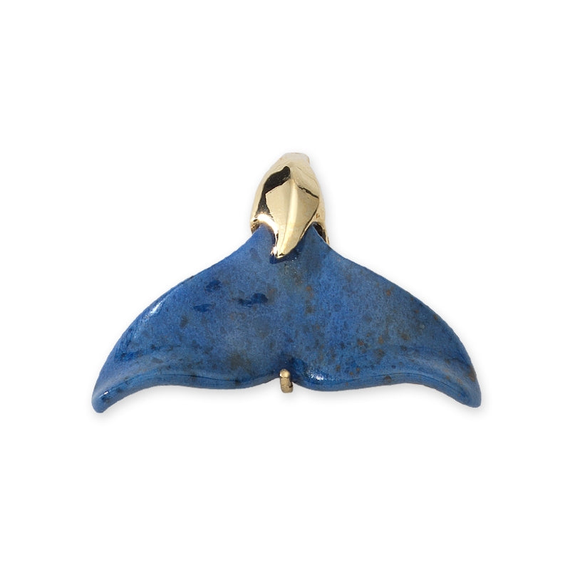 Whale Tail Pendant Genuine Blue Jasper 18k Gold Over Silver Small Size