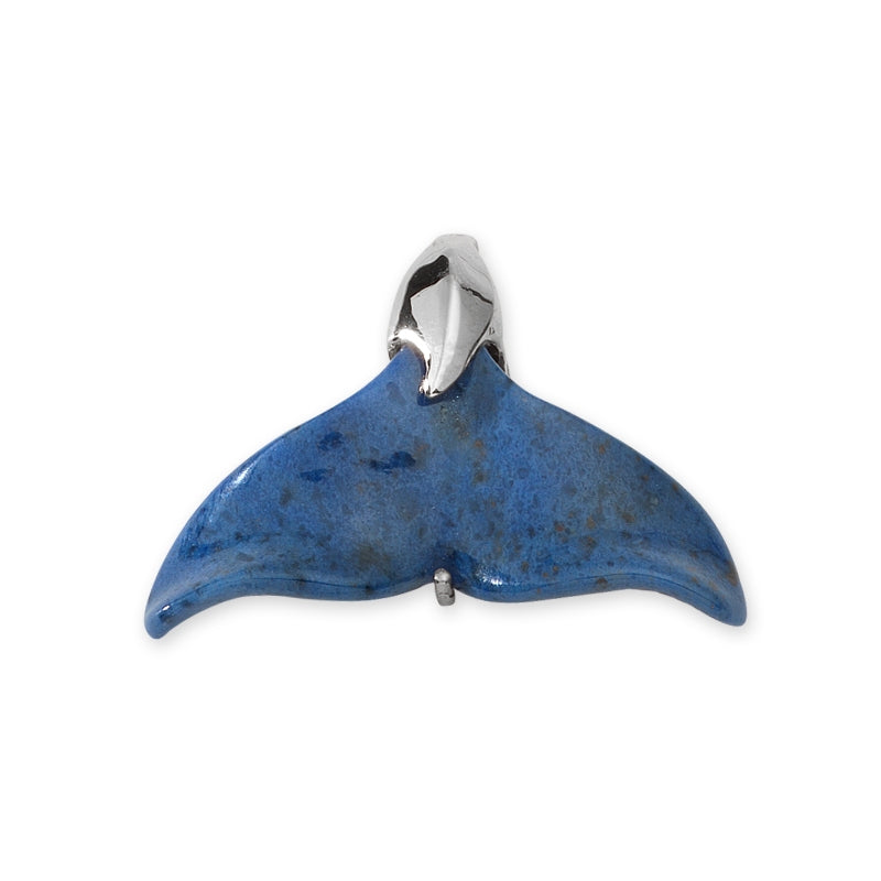 Whale Tail Pendant Genuine Blue Jasper Sterling Silver Small Size