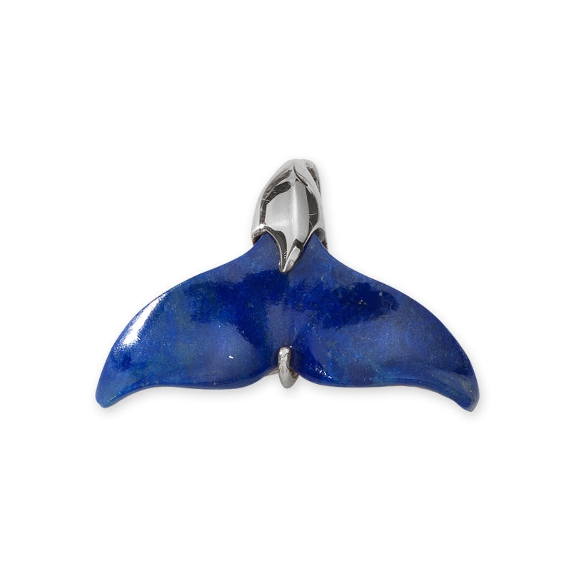 Whale Tail Pendant Genuine Blue Lapis Sterling Silver Small Size