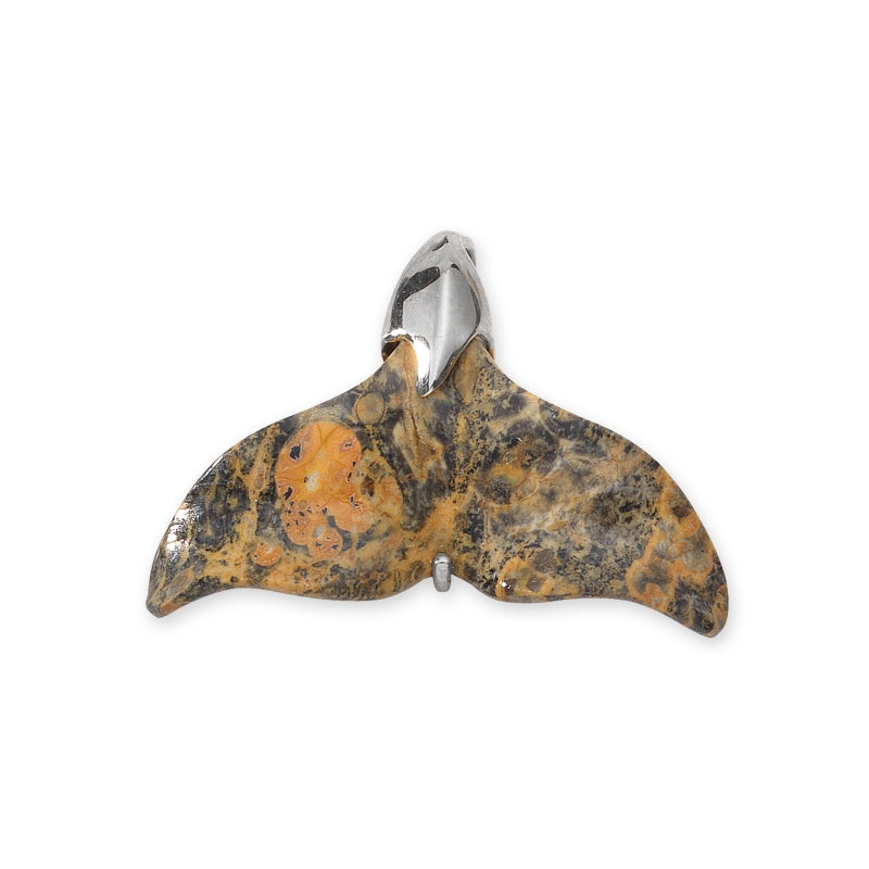 Whale Tail Pendant Genuine Poppy Jasper Sterling Silver Small Size