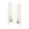 14k White Gold 7mm Bead Dangle Threader Earrings