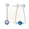 Silver Swarovski Crystal Dangle Front-to-Back Chain Bead Stud Earrings