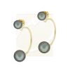 Dark Grey Freshwater Cultured Pearls Cioro Illusion Polished Hoop Gold Over Silver Earrings