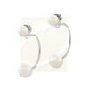 White Freshwater Cultured Pearls Cioro Illusion Polished Hoop Silver Earrings