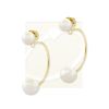 White Freshwater Cultured Pearls Cioro Illusion Polished Hoop Gold Over Silver Earrings