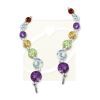 Sterling Silver Multi Gemstones Journey Ear Pin Earrings - Large Version
