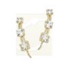 3-in-1 Graduating Cubic Zirconia Ear Pin Earrings in Gold Over Silver