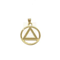 AA Necklace Sobriety Necklace - AA Recovery Charm - Small Size 18.50mm - 14kt. Yellow Gold