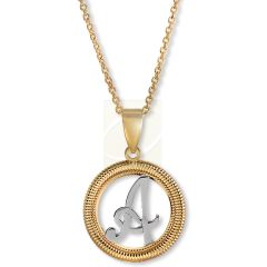 Two Tone Script Initial Pendant Pendant Necklace in Silver