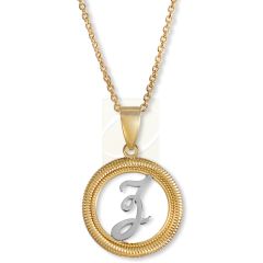 Two Tone Script Initial Pendant Pendant Necklace in Silver