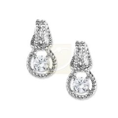 Love Knot Earrings Braided Rope 2/3rd Carat Twt. Cubic Zirconia Sterling Silver