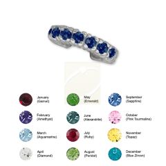 Solid Birthstone Ear Cuff Earring Curve Sterling Silver