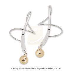 Yellow Gold Bead Dangle Earspirals Earrings in 14k White Gold