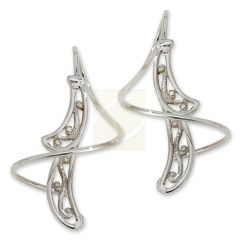 Filigree Earspirals Earrings in 14k White Gold- Long Version