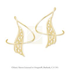 18k Gold Over Silver Double Wave Filigree Mesh Earspirals Earrings