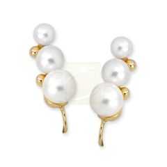 Triple Graduating Pearls Ear Pin Earrings in 14k Yellow Gold