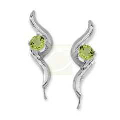Peridot Ear Pin Earrings in 14k White Gold