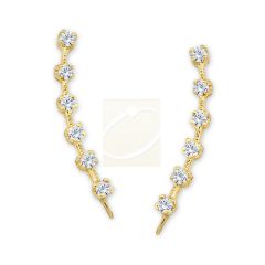 14k Yellow Gold Cubic Zirconia 6-in-1 Ear Pin Earrings