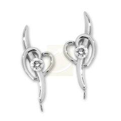 Sterling Silver Cubic Zirconia Gemstone Shoot Thru My Heart Ear Pin Earrings