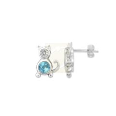 Cat Earrings Sterling Silver Your Choice of Birthstones