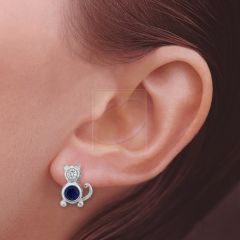 Cat Earrings Sterling Silver Your Choice of Birthstones