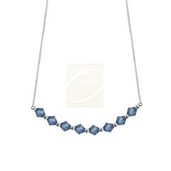 Silver Swarovski Crystal Arc Pendant Rolo Chain Necklace 18 Inches