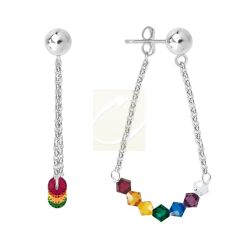 Rainbow Pride Earrings Swarovski Crystals Front-to-Back Arc Bead Stud Earrings
