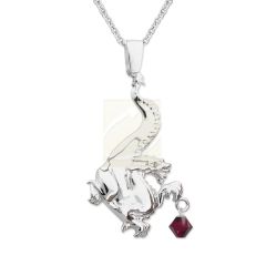 Sterling Silver Swarovski Crystal Noble Dragon Pendant Necklace