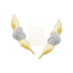 Ear Pin Ear Climber Earrings Stone Accent Heart with Wings G