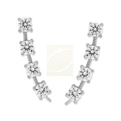Ear Pin Earclimber Earrings 4-in-1 Arc Cubic Zirconia for Larger Ears Sterling Silver