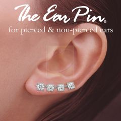 Ear Pin Ear Climber Earrings 4-in-1 Bold Arc Cubic Zirconia Sterling Silver