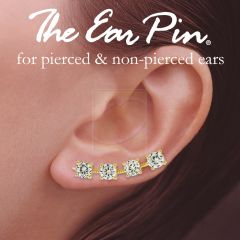 Ear Pin Ear Climber Earrings 4-in-1 Bold Arc Cubic Zirconia 18k Gold Over Silver