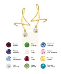 Earspirals Earrings Round Swarovski Crystal Birthstone Gold Over Silver