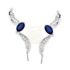 Ear Climber Earrings Marquise Birthstone - Ear Pin Earrings Birthstone Center and CZ Swirls in Silver – Marquise Ear Crawler Earrings