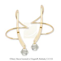 18k Gold Over Silver Swarovski Crystal Dangle Earspirals Earrings