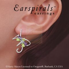 Silver Multi Gemstone Dragonfly Earspirals Earrings with Matching Dragonfly Pendant