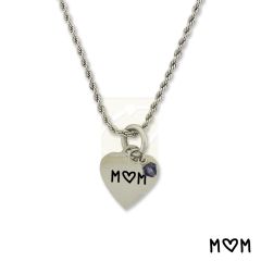 Stainless Steel Birthstone Mom Heart Small Heart Pendant Necklace