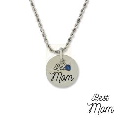 Stainless Steel Birthstone Best Mom Pendant Necklace