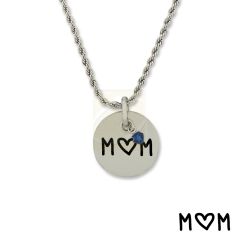 Stainless Steel Birthstone Mom Pendant Necklace