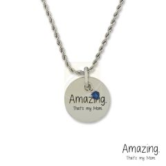 Stainless Steel Birthstone Amazing Mom Pendant Necklace