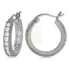 Cubic Zirconia Classic Prong Continuous Hoop Earrings in Silver