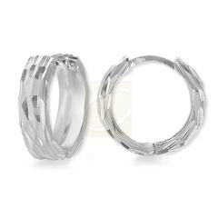 Diamond Cut Wide Hoop Earrings in Silver
