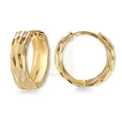 Diamond Cut Wide Hoop Earrings in Gold Over Silver