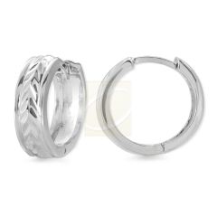 Diamond Cut Center Hoop Earring sin Silver