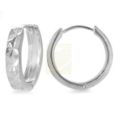 Diamond Cut Hoop Earrings in Silver