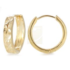Diamond Cut Hoop Earrings in Gold Over Silver